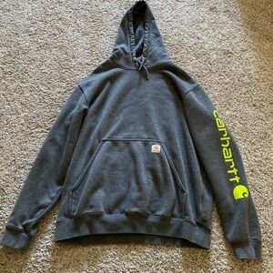Carhartt Men's Dark Gray Hoodie with Neon Logo